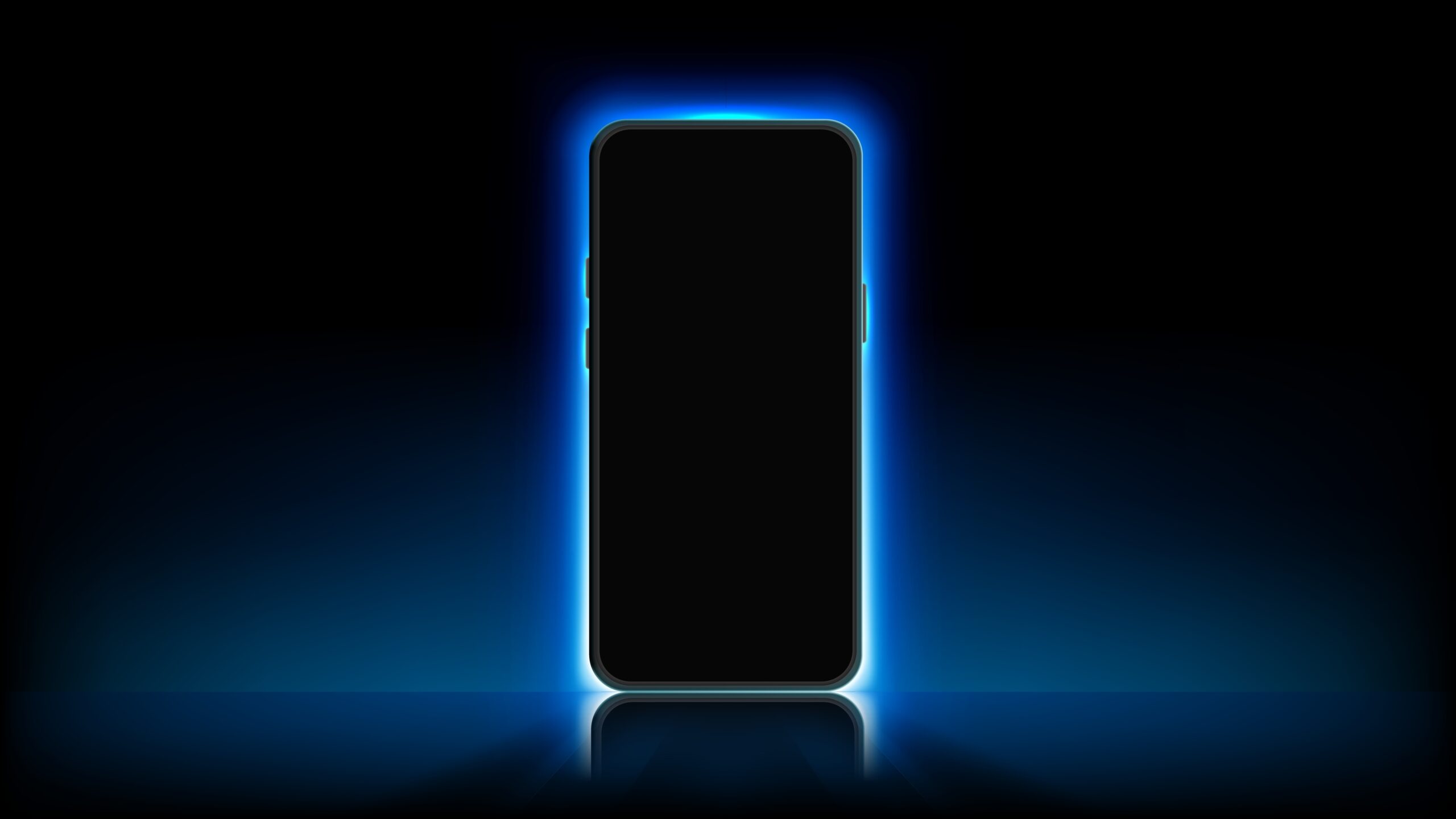 Neon,Blue,Light,Smartphone,Mock,Up,Vector,Illustration.,Futuristic,Mobile